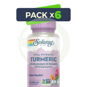 Pack 6x Cúrcuma con Bromelaína y Boswellia 60 Cápsulas Vegetales Solaray