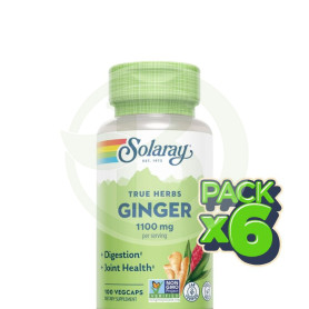 Pack 6x Raíz De Jengibre 550Mg 100 Cápsulas Vegetales Solaray