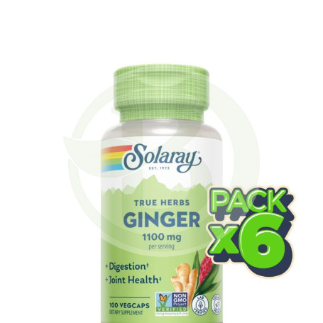 Pack 6x Raíz De Jengibre 550Mg 100 Cápsulas Vegetales Solaray