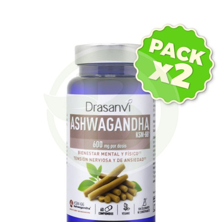 Pack 2x Ashwagandha Ksm-66 60 Comprimidos Drasanvi