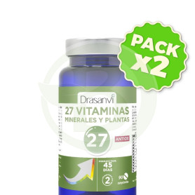 Pack 2x 27 Vitaminas + Minerales Antioxidantes 90 Comprimidos Drasanvi
