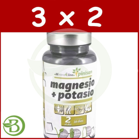 Pack 3x2 Magnesio + Potasio 60 comprimidos Pinisan