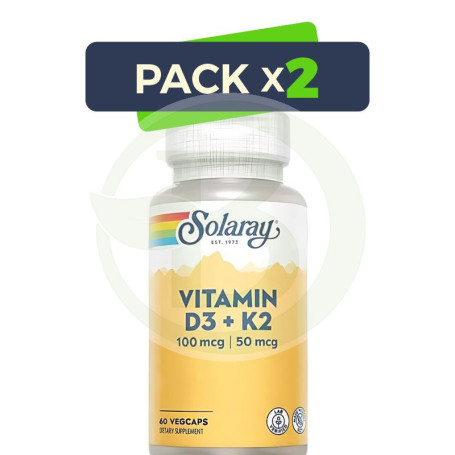 Pack 2x D3 & K2 (MK7) 60 Cápsulas Solaray