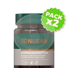 Pack 2x Vitamina D3 & K2 Forte 60 Perlas Bonusan