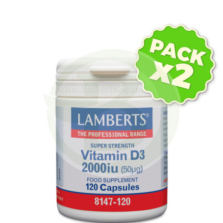 Pack 2x Vitamina D 2000Ui 50Μg. 120 Cápsulas Lamberts