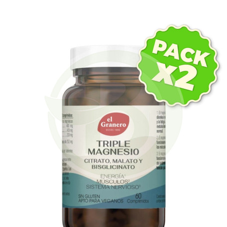 Pack 2x Triple Magnesio 60 Comprimidos el Granero
