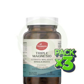 Pack 3x Triple Magnesio 60 Comprimidos el Granero
