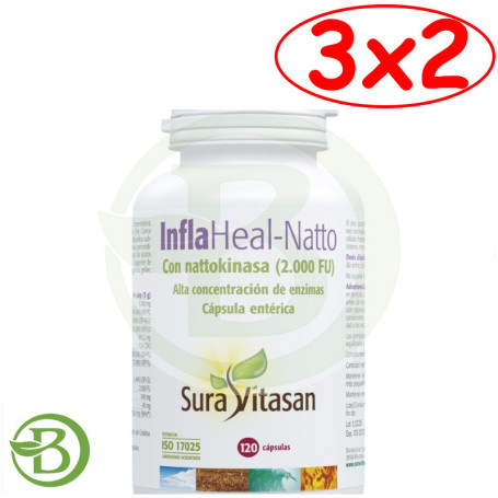 Pack 3x2 Infla Heal-Natto 120 Cápsulas Sura Vitasan