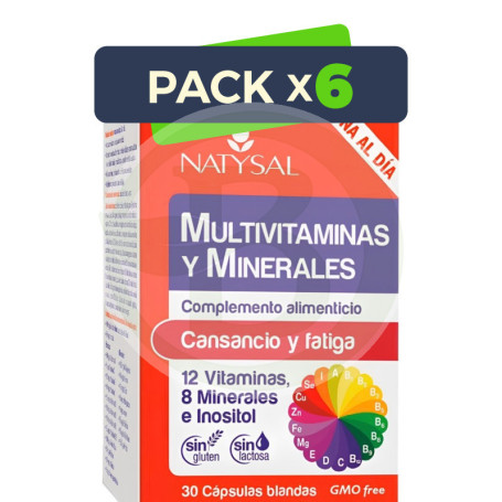 Pack 6x Multivitaminas y Minerales Mujer Probióticos 30 Cápsulas Natysal