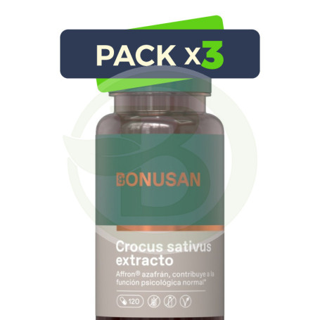Pack 3x Crocus Sativus Extracto 120 Cápsulas Bonusan