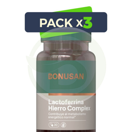 Pack 3x Lactoferrina Hierro Complex 30 Cápsulas Bonusan