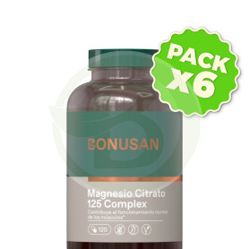 Pack 6x Magnesio Citrato 125 Complex 120 Comprimidos Bonusan