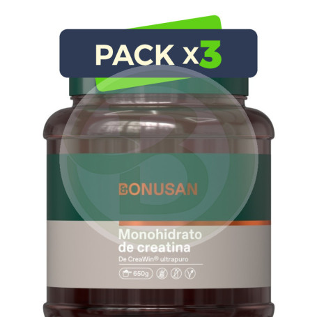 Pack 3x Monohidrato De Creatina 650G Bonusan