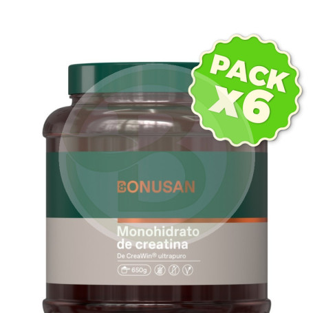 Pack 6x Monohidrato De Creatina 650G Bonusan