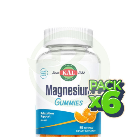 Pack 6x Citrato De Magnesio 60 Gominolas Kal