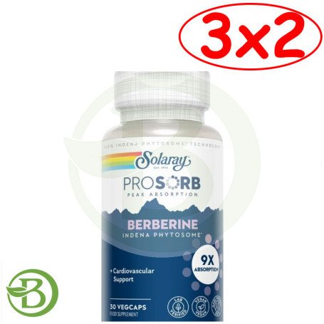 Pack 3x2 Prosorb Berberine 30 Cápsulas Vegetales Solaray