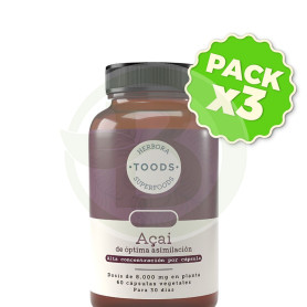 Pack 3x Açai 750Mg 60 Cápsulas Vegetales Herbora