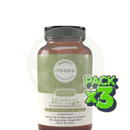 Pack 3x Moringa 720Mg 60 Cápsulas Vegetales Herbora