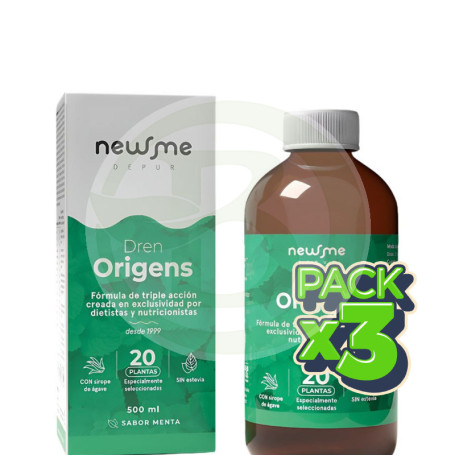Pack 3x Dren Origens Sabor Menta 500Ml Herbora