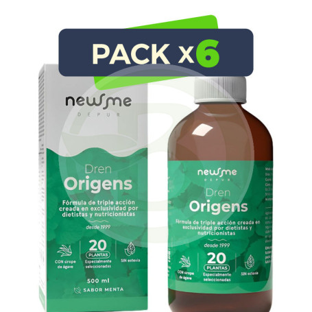 Pack 6x Dren Origens Sabor Menta 500Ml Herbora