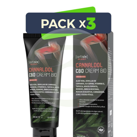 Pack 3x Artisix Cannaldol Cbd Cream Bio 200Ml Herbora