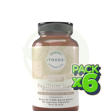 Pack 6x Psyllium Husk 60 Cápsulas Vegetales Herbora