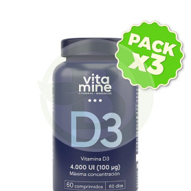 Pack 3x Vitamina D3 400Mg 60 Comprimidos Herbora
