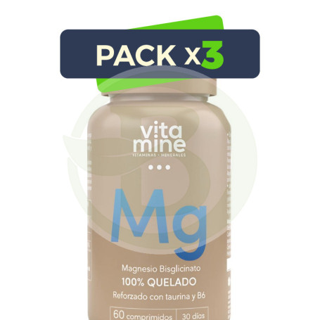 Pack 3x Magnesio Bisglicinato 1200Mg 60 Comprimidos Herbora