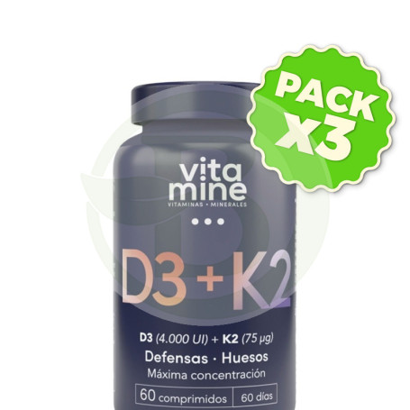 Pack 3x D3 + K2 60 Comprimidos Herbora